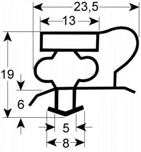 Уплотнитель изоляционный профиль 9165 Ш 635мм Д 1450мм посадочный размер для прибора AK400