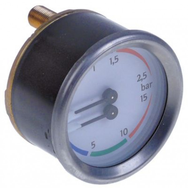 Манометр присоединение сзади резьба 1/8" ø 60мм двойная шкала диапазон давления 0-2,5 / 0-15бар