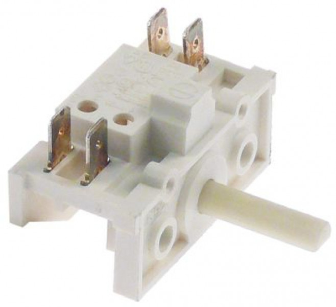 Выключатель поворотный 16А ø ось 6x4,6мм длина оси 22мм присоединение плоский штекер 6,3 мм