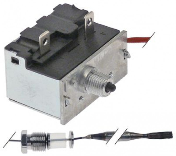 Термостат защитный темп. выкл. 225°C 1-полярн. NC 16А ø датчик 5мм Д датчик 80мм