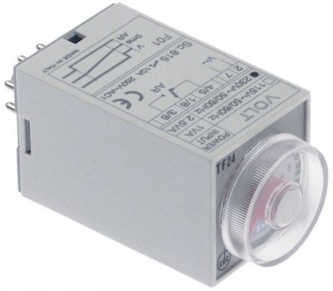 Реле времени FINDER диапазон времени 0,1-60 с присоединение штепсельный разъём круглый 8ми-полюсный