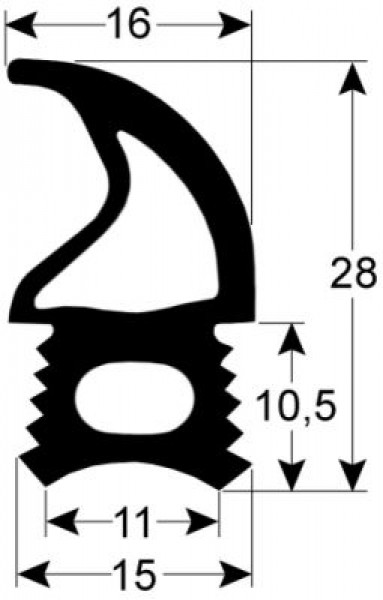 Уплотнитель дверной профиль 2758 Ш 622мм Д 716мм с 4мя отверстиями снаружи посадочный размер