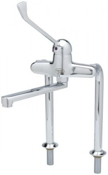 Кран-смеситель однорычажный двухчастный длина слива 202мм расст-ние меж. отвер-ми 150мм