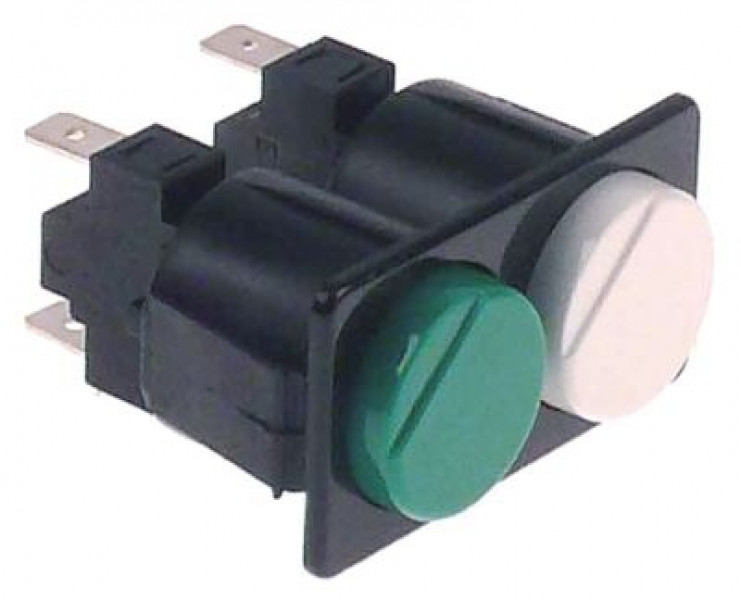 Комплект кнопок монтажные размеры 28,5x52,6 мм бел./зелён. 1NO/1NO 230В