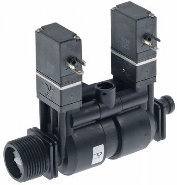 Блок клапана пластмасса вход 3/4" 24VDC выход 10 мм шланговое соединение