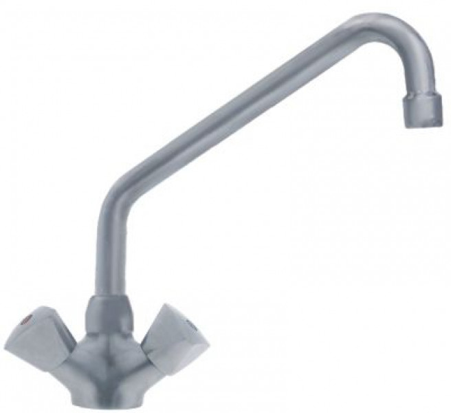 Кран-смеситель моноблочный INOX LINE треугольная ручка  верхняя керамическая часть 1/2"