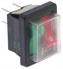 Выключатель балансирный кнопочный монтажные размеры 30x22 мм красн./зелён. 1NO/1NC