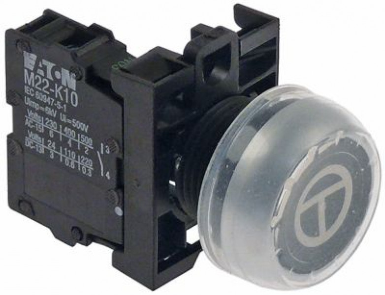 Выключатель нажимной кнопочный чёрн. 1NO нажим. нажать и держать монтажные размеры ø22 мм