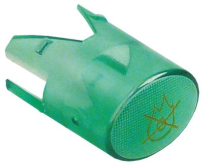 Колпачок для сигнальной лампы зелён. пламя зачёркнуто размер 17x13мм золотист.