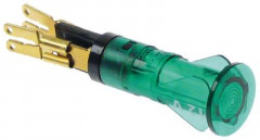 Лампочка сигнальная ø 10мм 12В зелён. присоединение плоский штекер 6,3 мм