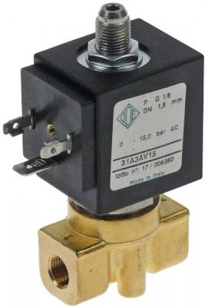 Клапан электромагнитный латунь DN 12мм присоединение 1/8" 3-ходов. 230 В перем. тока ODE