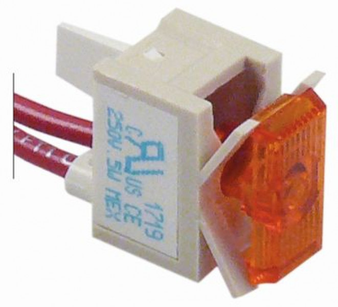 Лампочка сигнальная мм 20x13мм 250В оранжев. присоединение кабель 200 мм соединение с защёлкой