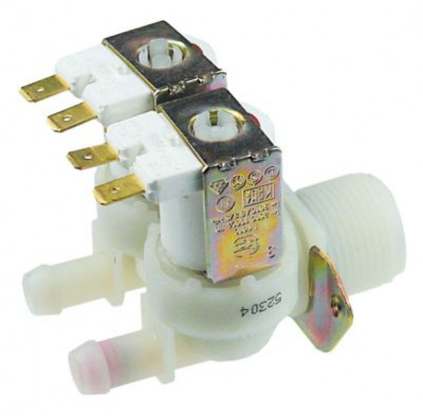 Клапан электромагнитный двойн. прямой выход 115мм пластмасса темп. макс. 90°C вход 3/4"