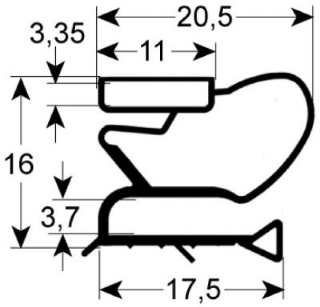 Уплотнитель изоляционный профиль 9515 Д 2500мм наружный размер