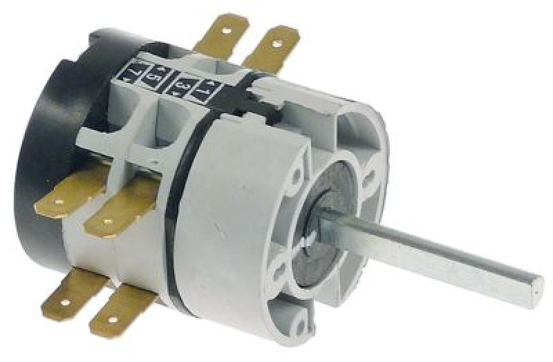 Выключатель поворотный 12А ø ось 6x4,6мм длина оси 40мм присоединение плоский штекер 6,3 мм