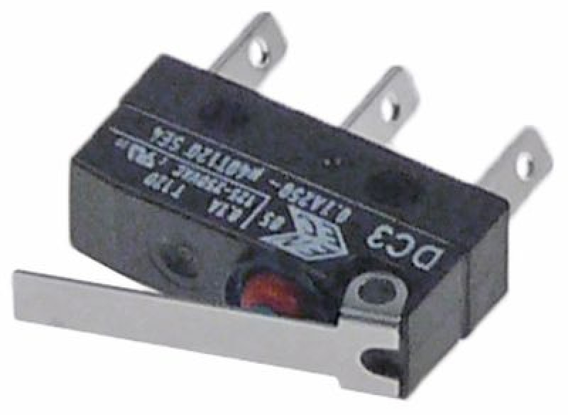 Микровключатель приводится в действие при помощи рычага 250В 1А