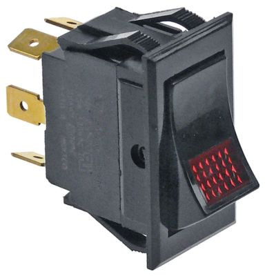 Выключатель балансирный монтажные размеры 37x21 мм чёрн. 2CO 250В присоединение плоский штекер 6,3 мм