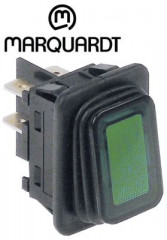 Выключатель балансирный кнопочный монтажные размеры 30x22 мм зелён. 2NO 230В