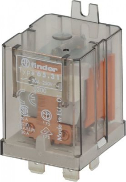 Реле мощности FINDER 230 В перем. тока 30А 1NO присоединение F6,3 пластинчатый крепёж