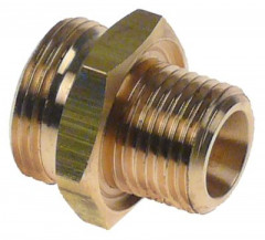 Втулка для резьбового соединения латунь Д 32мм Р1: 3/4&quot; Р2: 1/2&quot; для проточного нагревателя
