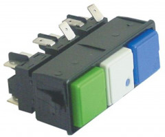 Комплект кнопок монтажные размеры 28,5x77,5 мм зелён./бел./син. 2NO/2CO/2CO 250В