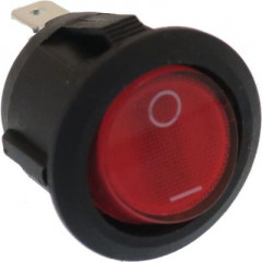 Выключатель балансирный монтажные размеры ø 21 мм 1-полюсн. кругл. красн. 250В 12(4)А да 0-1