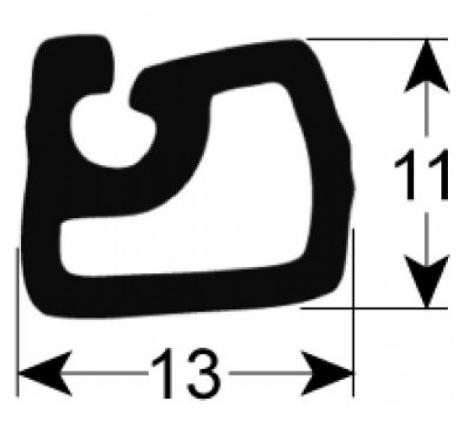 Уплотнитель для холодильной камеры профиль 9976 кол-во в уп-вке 25м чёрн.