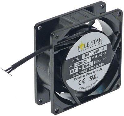 Вентилятор осевой  220-240 В перем. тока 25Вт Д 80мм Ш 80мм В 25мм присоединение кабель 300 мм