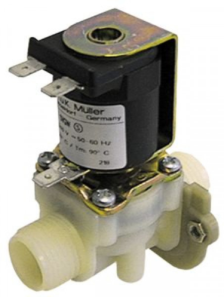 Клапан электромагнитный одинарн. прямой пластмасса темп. макс. 90°C вход 1/2" 230 В перем. тока