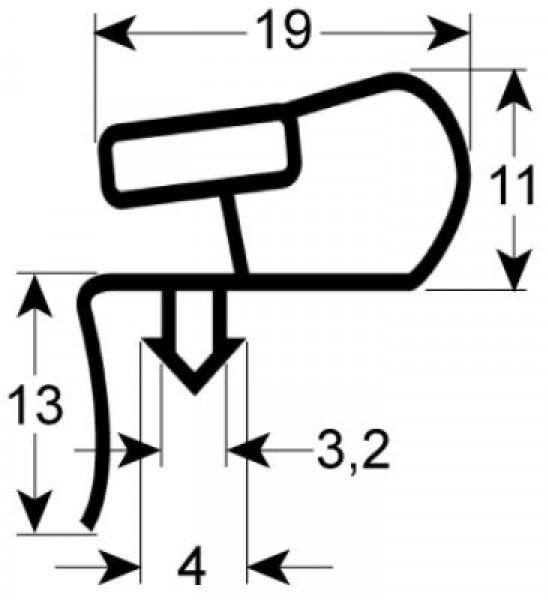 Уплотнитель изоляционный профиль 9952 Ш 572мм Д 733мм посадочный размер