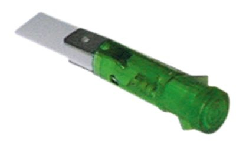 Лампочка сигнальная ø 9мм 230В зелён. присоединение плоский штекер 6,3 мм