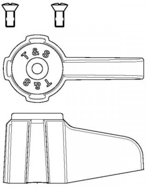 Рукоятка нажимная ø 32мм В 32мм T&S гнездо для оси ø 76мм маркировка  красн./син.