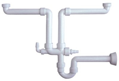 Сифон резьба 1½" расстояние между стоками макс. 630мм ø слива 40мм