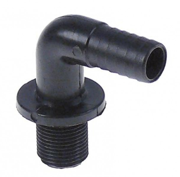 Соединитель шланговый резьба 3/8" пластмасса ø шланга 135мм изогнут. 90°