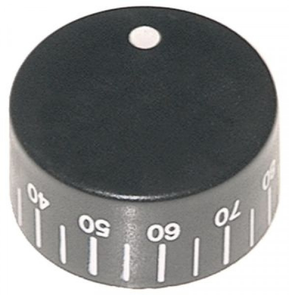 Рукоятка регулировочная термостат темп. макс. 90°C 30-90°C ø 40мм ø ось 6x4,6мм срез слева чёрн.