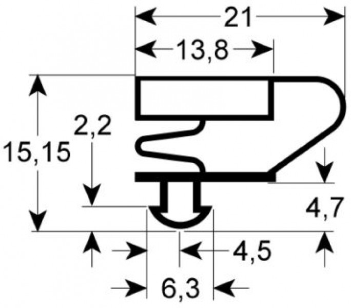 Уплотнитель изоляционный профиль 9704 Ш 655мм Д 1500мм посадочный размер