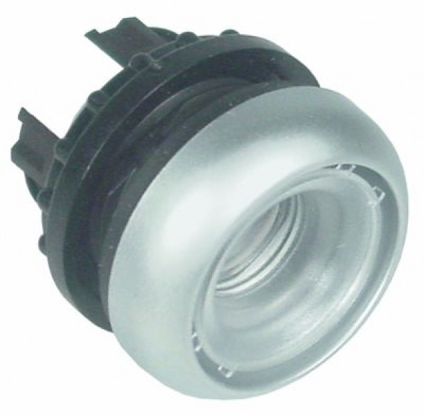Выключатель нажимной кнопочный серебрист. нажим. освещаем.  - без линзы кнопки