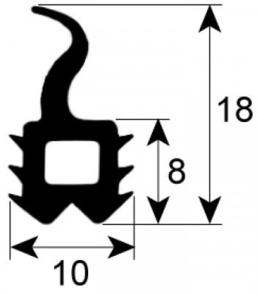 Уплотнитель дверной профиль 2711 Д 2600мм Кол-во в уп-вке 1