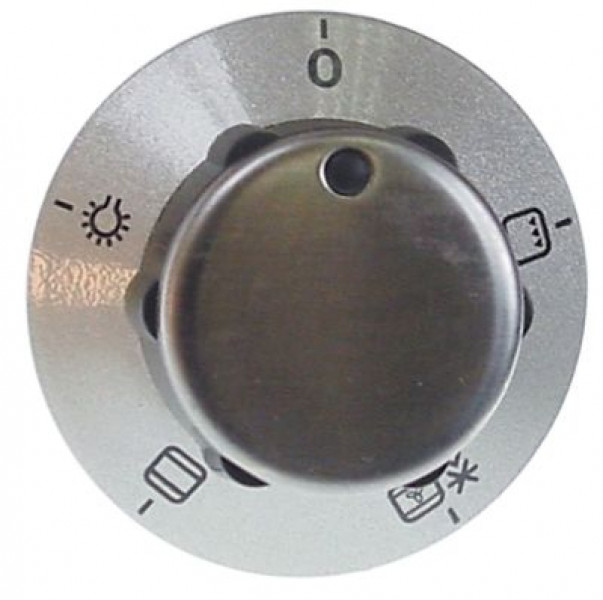 Рукоятка регулировочная духовой шкаф ø 53мм ø ось 6x4,6мм срез сверху серебрист.