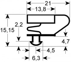 Уплотнитель изоляционный профиль 9704 Ш 395мм Д 708мм посадочный размер