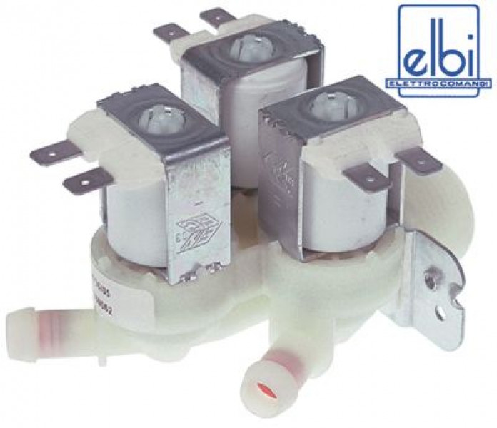 Клапан электромагнитный тройн. прямой пластмасса темп. макс. 90°C вход 3/4" 230 В перем. тока ELBI