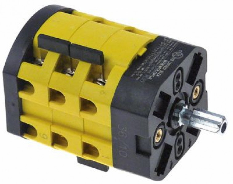 Выключатель поворотный 20А ø ось 8x7мм длина оси 19мм присоединение винтовое соединение