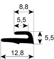 Уплотнитель для стекла профиль 1885 Д 3250мм монтаж. поз-ция - Кол-во в уп-вке 1
