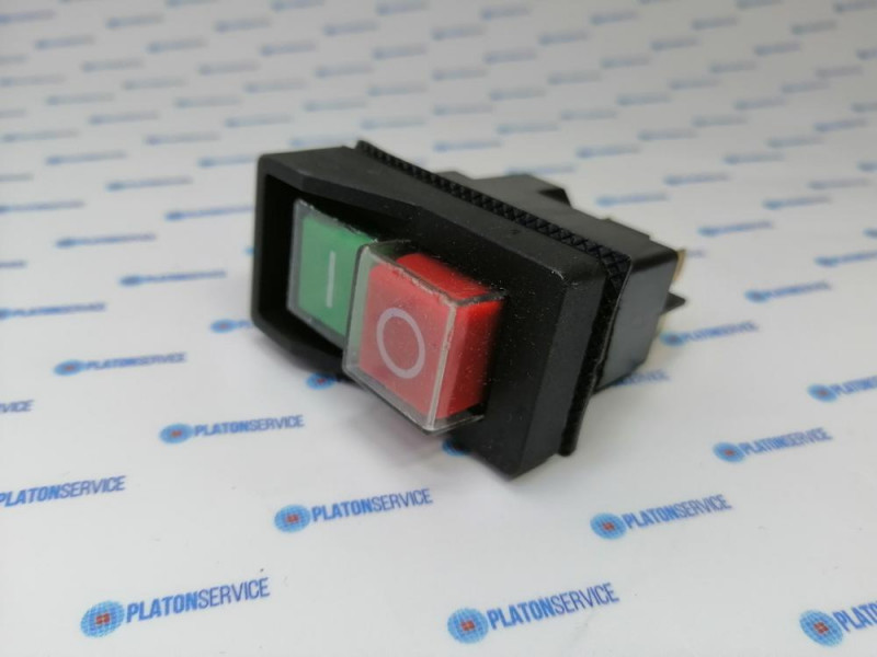 Выключатель нажимной кнопочный монтажные размеры 45x22 мм зелён./красн. 2NO 250В