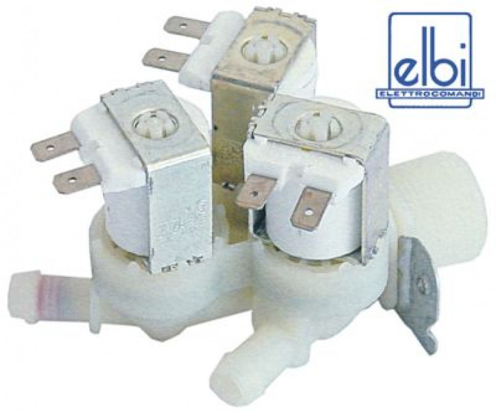 Клапан электромагнитный тройн. прямой пластмасса темп. макс. 90°C вход 3/4" 230 В перем. тока ELBI