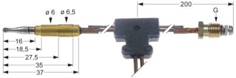 Термоэлемент M9x1 Д 750мм плоский штекер ø6,0 мм с прерывателем кабель 280 мм