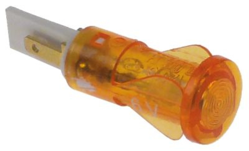 Лампочка сигнальная ø 10мм 6В жёлт. присоединение плоский штекер 6,3 мм