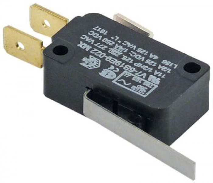 Микровключатель приводится в действие при помощи рычага 250В 10А