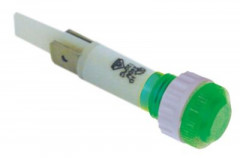 Лампочка сигнальная ø 10мм 230В зелён. присоединение плоский штекер 6,3 мм