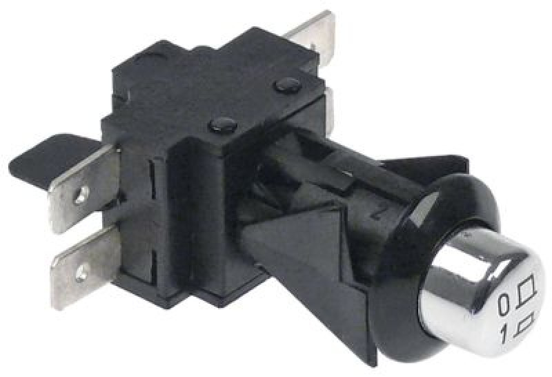 Выключатель кнопочный монтажные размеры ø16 мм хром 2NO 250В присоединение плоский штекер 6,3 мм